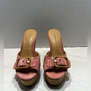 Veronica Beard Donata Women's Pink Suede Platform Sandals Size 5